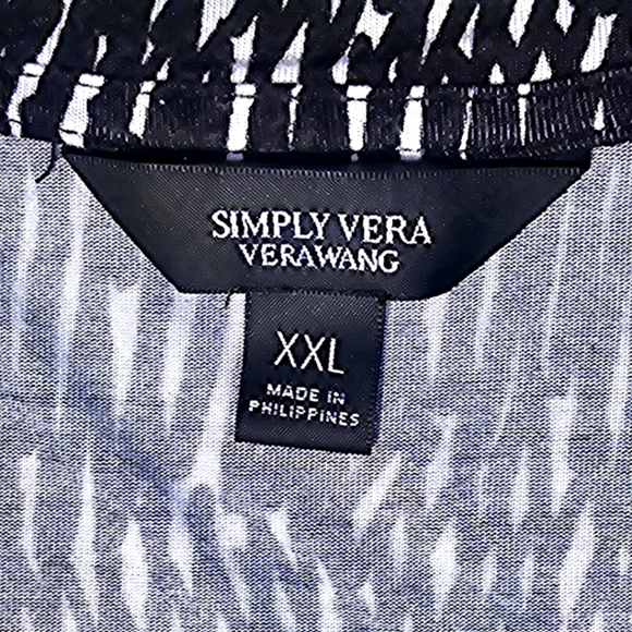 🟨 Simply Vera Verawang Black White Long Sleeve Twist Knot V Neck Tunic XXL - Picture 5 of 6